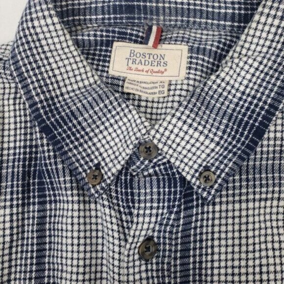Boston Traders Men's Cotton Flannel Checkered Long Sleeve Shirt XL Vintage - Picture 7 of 15